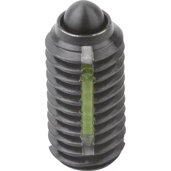 Spring Plunger Intensified Spring Force, Long-Lok D=M12 L=22, Steel, Comp:Pin Steel, Pu=5, Kipp, Mfr#: K0323.212